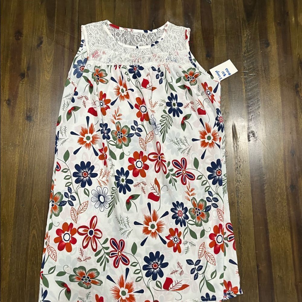 Floral Print Round Neck Sleeveless Boutique Dress, NWT, Women's Size XL